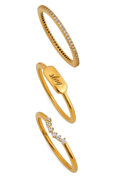 Shop Ajoa Slaybelles Set Of 3 Rings In Gold