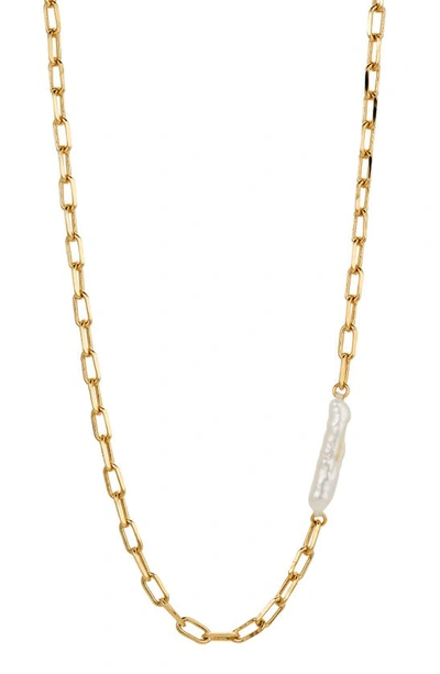 Shop Ajoa Freshwater Pearl Chain Necklace In Gold