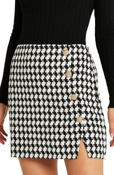 Shop River Island Houndstooth Check Skirt In Black