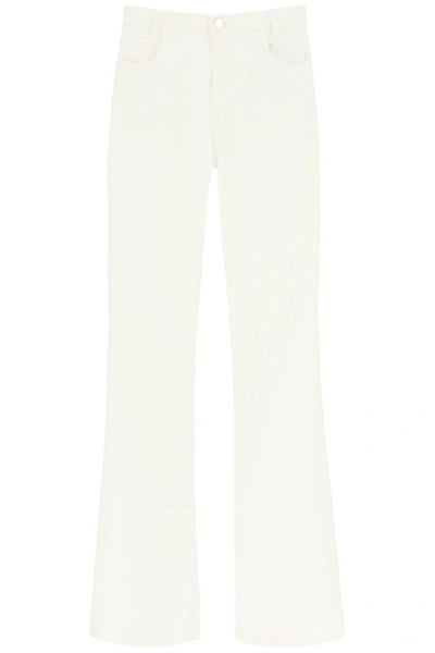 Shop Raf Simons Mid Waisted Flared Jeans In White