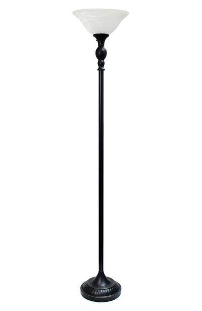 Shop Lalia Home Classic 1 Light Torchiere Floor Lamp In Restoration Bronze/white Shade