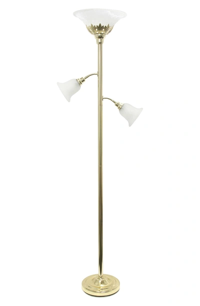 Shop Lalia Home Torchiere Floor Lamp In Gold/ White Shades