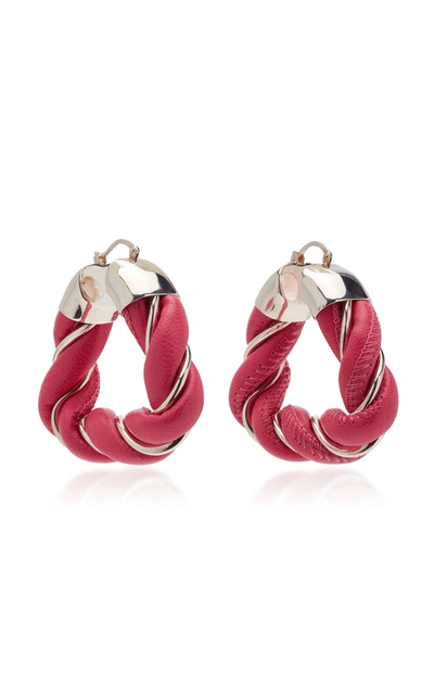 Bottega Veneta Twist Triangle Leather-trimmed Sterling