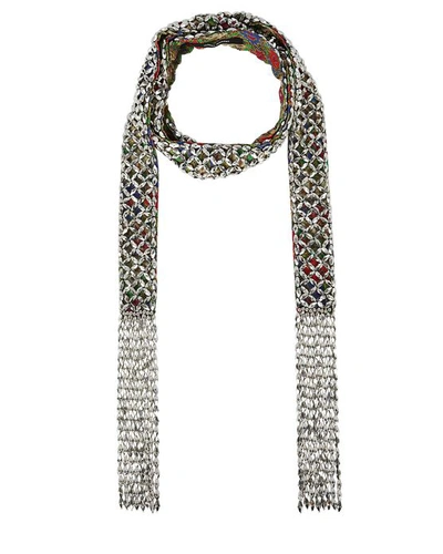 Shop Isabel Marant Crystal Mesh Thin Scarf In Silver