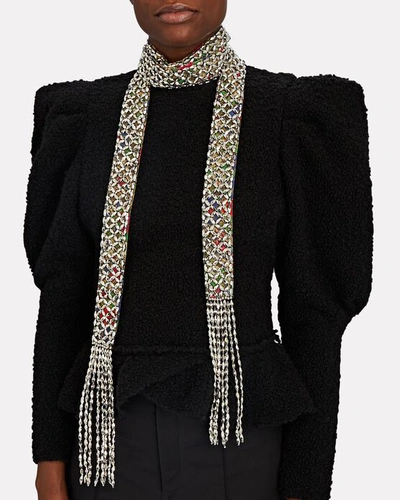 Shop Isabel Marant Crystal Mesh Thin Scarf In Silver