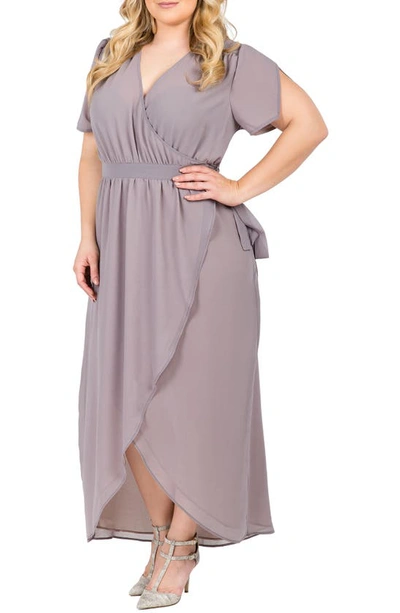 Shop Standards & Practices Robin Wrap Maxi Dress In Storm Grey