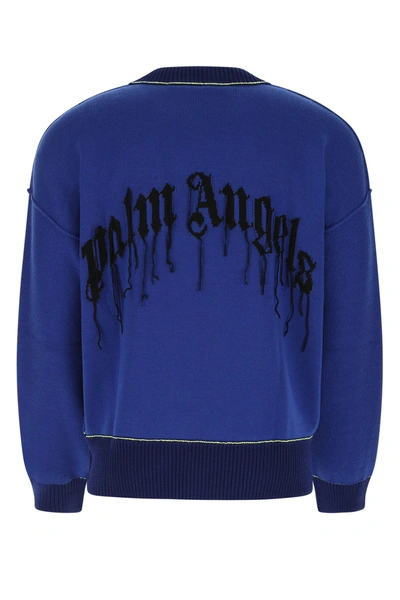 Shop Palm Angels Electric Blue Wool Sweater  Blue  Uomo S