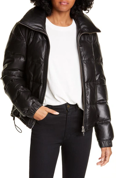 Shop A.l.c Denver Leather Down Puffer Jacket In Black