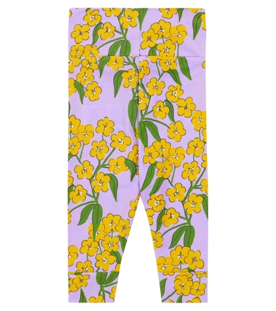 Mini Rodini Baby Floral Leggings In Purple