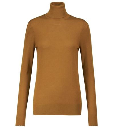 Shop Chloé Turtleneck Wool Sweater In Dusty Camel