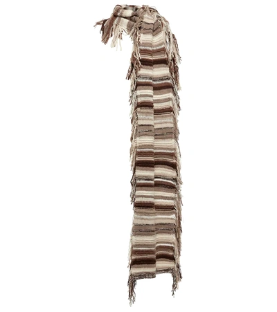 Shop Chloé Striped Cashmere-blend Scarf In Multicolor Grey 1