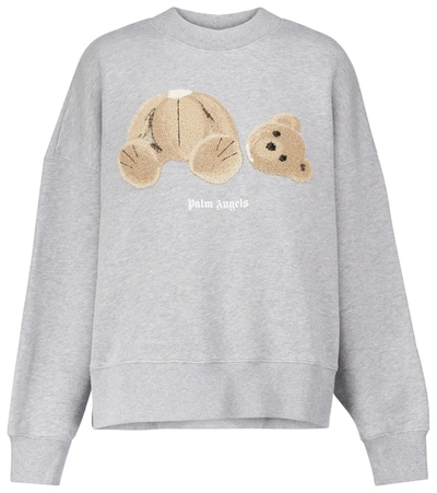 Palm Angels Logo Cotton Jersey Sweatshirt In Grey | ModeSens