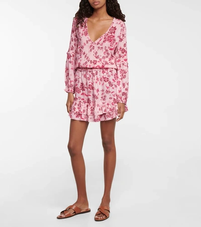 Poupette St Barth Ilona Floral Minidress In Pink Grasse