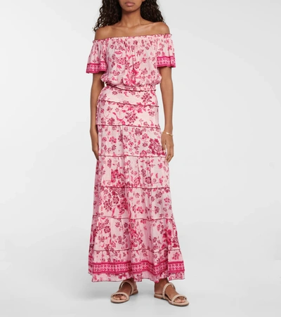 Poupette St Barth Camila Floral Maxi Skirt In Pink Grasse