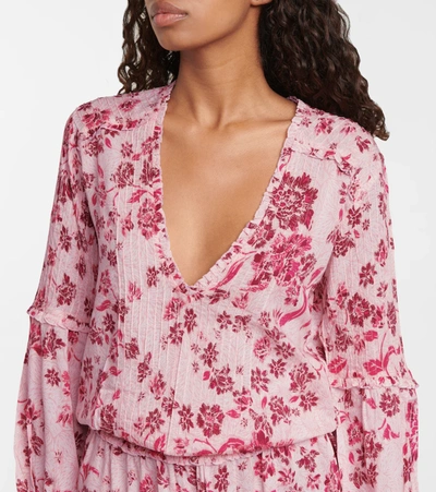 Poupette St Barth Ilona Floral Minidress In Pink Grasse