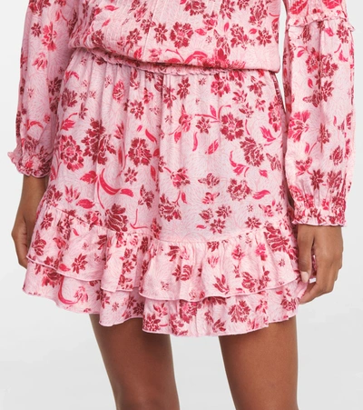 Poupette St Barth Ilona Floral Minidress In Pink Grasse