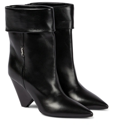 Shop Saint Laurent Niki 85 Leather Ankle Boots In Nero