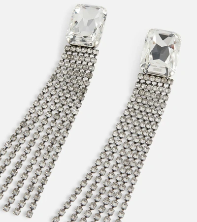 Shop Saint Laurent Crystal-embellished Clip-on Earrings In Argent Oxyde/crystal