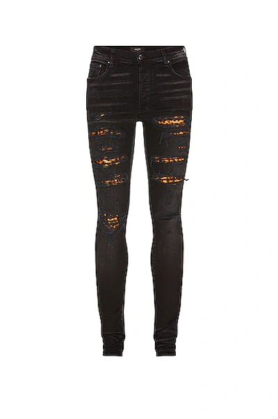 Shop Amiri Leopard Thrasher Jean In Black