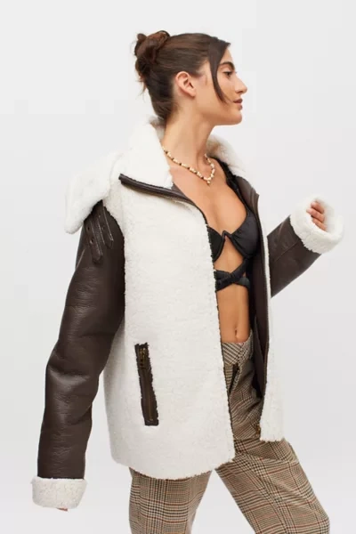 Shop Unreal Fur Symbiosis Faux Leather Jacket In Ivory