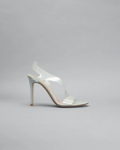 Shop Gianvito Rossi Metropolis Glitter Strappy Halter Sandals In Silver