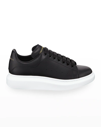 Shop Alexander Mcqueen Men's Bicolor Leather Low-top Sneakers In Black