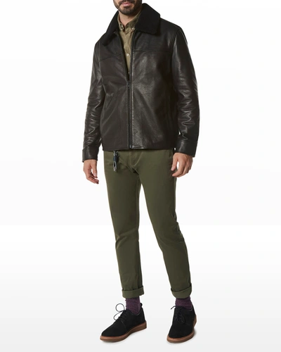 Shop Andrew Marc Men's Truxton Leather/shearling Jacket In Black