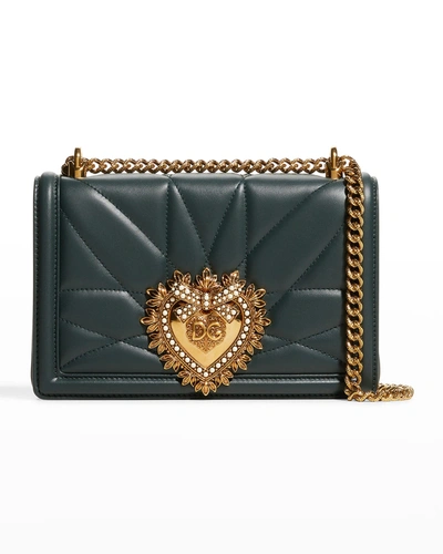Shop Dolce & Gabbana Devotion Medium Quilted Crossbody Bag In Forest