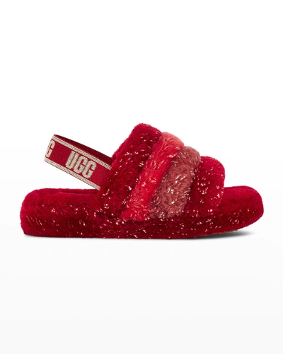 Shop Ugg Girl's Fluff Yeah Metallic Sparkle Quilted Slippers, Kids In Remu