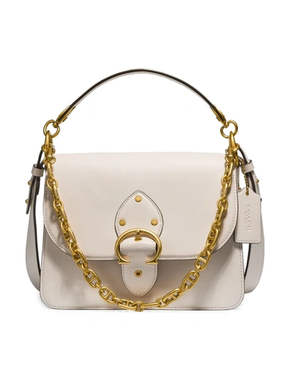 Shop Coach Beat Leather Shoulder Bag In Chalk