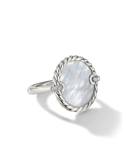 Shop David Yurman Women's Dy Elements Ring With Gemstone & Pavé Diamonds In Mother Of Pearl