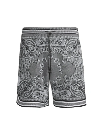 Shop Amiri Men's Drawstring Bandana-print Shorts In Grey