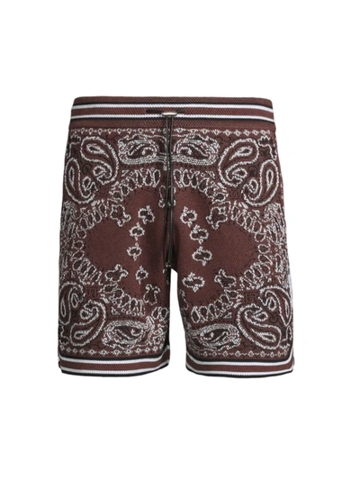 Shop Amiri Men's Drawstring Bandana-print Shorts In Brown
