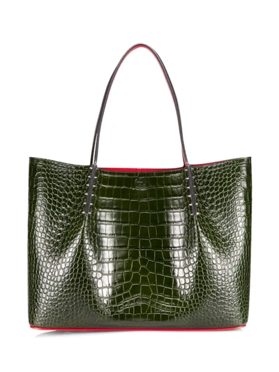 Shop Christian Louboutin Large Cabarock Crocodile-embossed Leather Tote In Forest Night