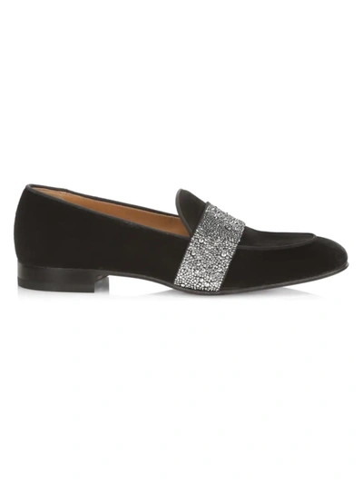 Shop Christian Louboutin Men's Night On The Nile Flat Loafers In Black
