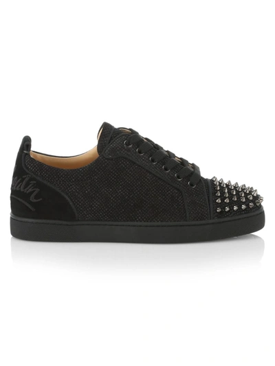Shop Christian Louboutin Fun Louis Junior Spikes Leather Sneakers In Black