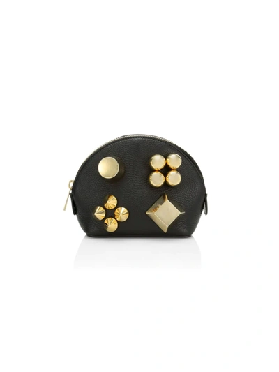 Shop Christian Louboutin Women's Carasky Leather Studded Pouch In Black Gold