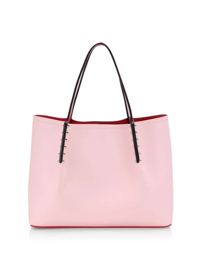 Shop Christian Louboutin Small Cabarock Spiked Leather Tote In Poupee