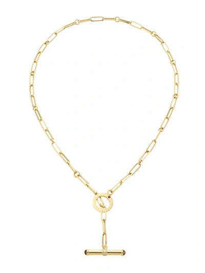 Shop Roberto Coin Women's 18k Gold, Diamond & Ruby Lariat Necklace In Yellow Gold