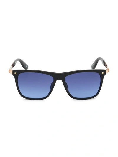 Shop Bmw Men's 55mm Square Sunglasses In Shiny Black Gradient Blue