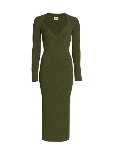 Shop Khaite Women's Alessandra Ribbed Midi-dress In Seaweed