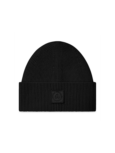Shop Moose Knuckles Men's Snowbank Cuffed Wool Beanie Hat In Black