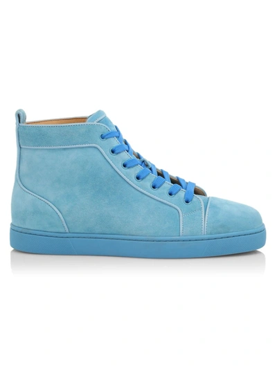 Shop Christian Louboutin Louis Orlato Suede Mid-top Sneakers In Panorama