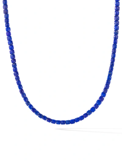 Shop David Yurman Men's Spiritual Beads Lapis Cushion Necklace In Neutral