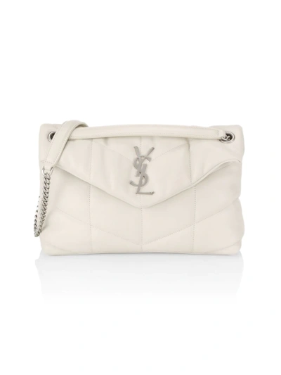 Shop Saint Laurent Women's Small Puffer Leather Crossbody Bag In Blanc Vintage