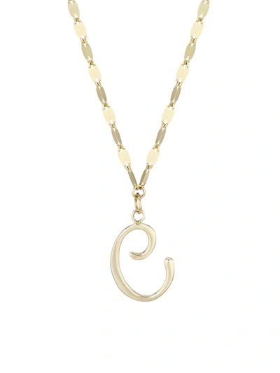 Shop Lana Jewelry Women's 14k Yellow Gold Cursive Initial Pendant Necklace In Initial C