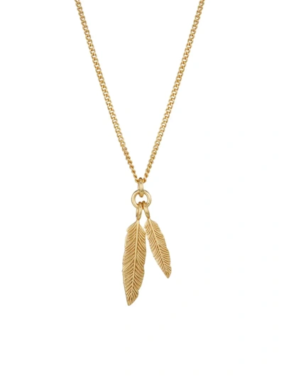 Shop Emanuele Bicocchi Women's Twin Feather 24k Goldplated Sterling Silver Necklace
