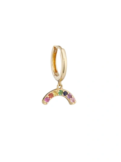 Shop Andrea Fohrman Women's Celestial Rainbow 18k Gold & Multi-stone Huggie Hoop