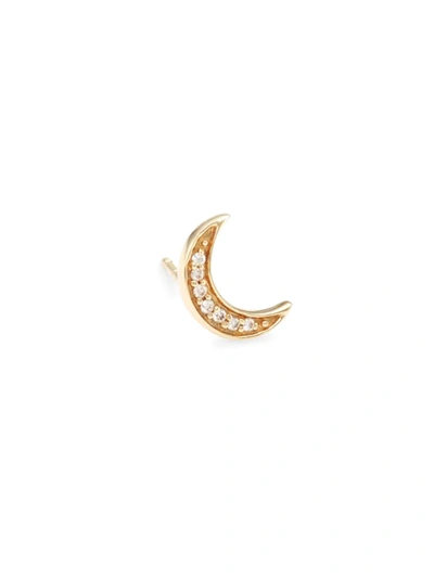 Shop Andrea Fohrman Women's Celestial Mini Crescent 14k Gold & Diamond Stud Earring