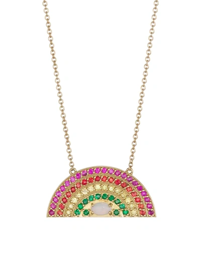 Shop Andrea Fohrman Women's 18k Yellow Gold & Multi-stone Rainbow Pendant Necklace
